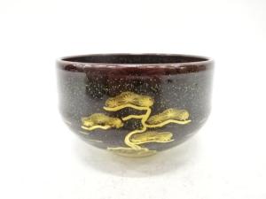 林山造　金彩色絵　松　茶碗